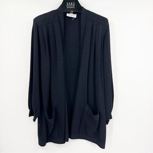 Vintage St. John Santana Knit Open Front Mid Length Pocket Cardigan Sweater Sz S